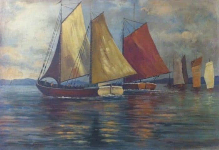 Luigi Candiani – Marina con Barche a Vela