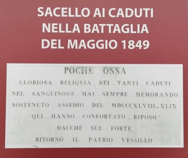 Lapide del sacello di Forte Marghera per i caduti del maggio 1849
