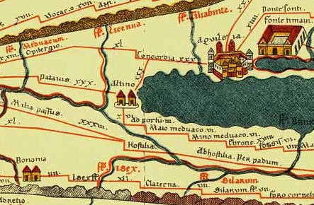 Tabula Peutingeriana con la Laguna di Venezia, Altino, Aquileia e Ad Portum (Porto Menai)