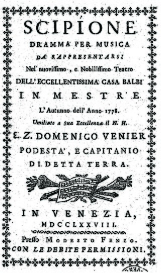 Libretto dell’opera Scipione