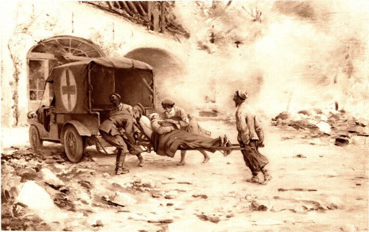 Ambulanza del corpo di soccorso Wynne-Bevan in un'immagine dell'epoca