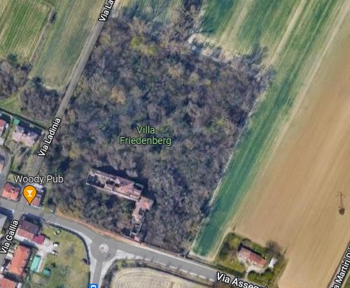 Villa Friedenberg come appare oggi dall'alto