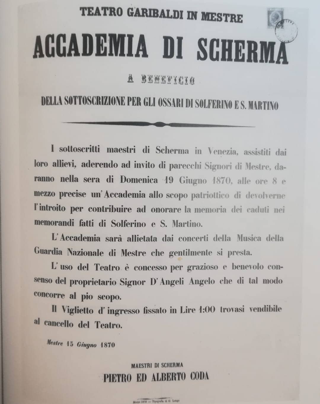 Presentazione dell'Accademia di Scherma mestrina presso il teatro