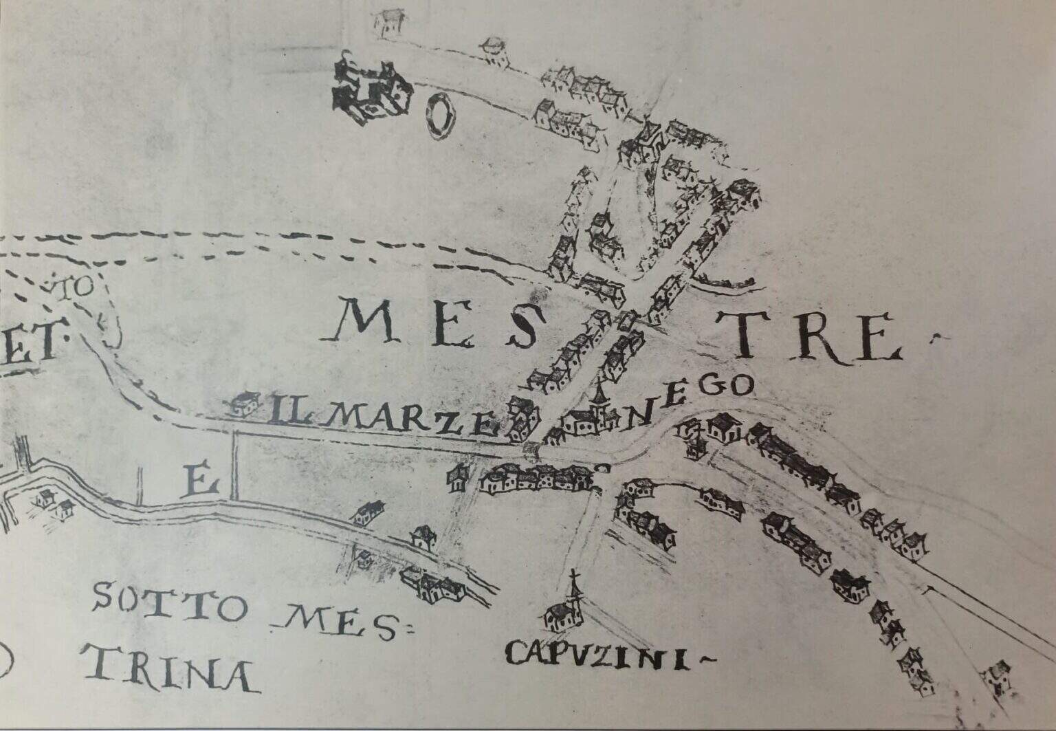 Mestre rappresentata in una cartina del 1678