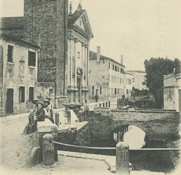 Cartolina con la chiesa di San Girolamo e il Ramo di San Girolamo