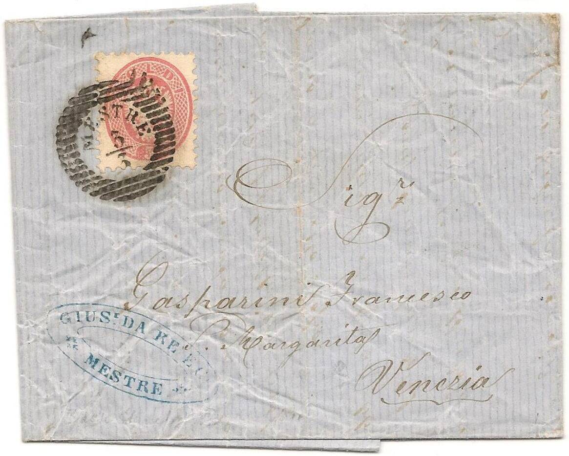 Lettera di Giuseppe Da Re da Mestre per Venezia del 1865