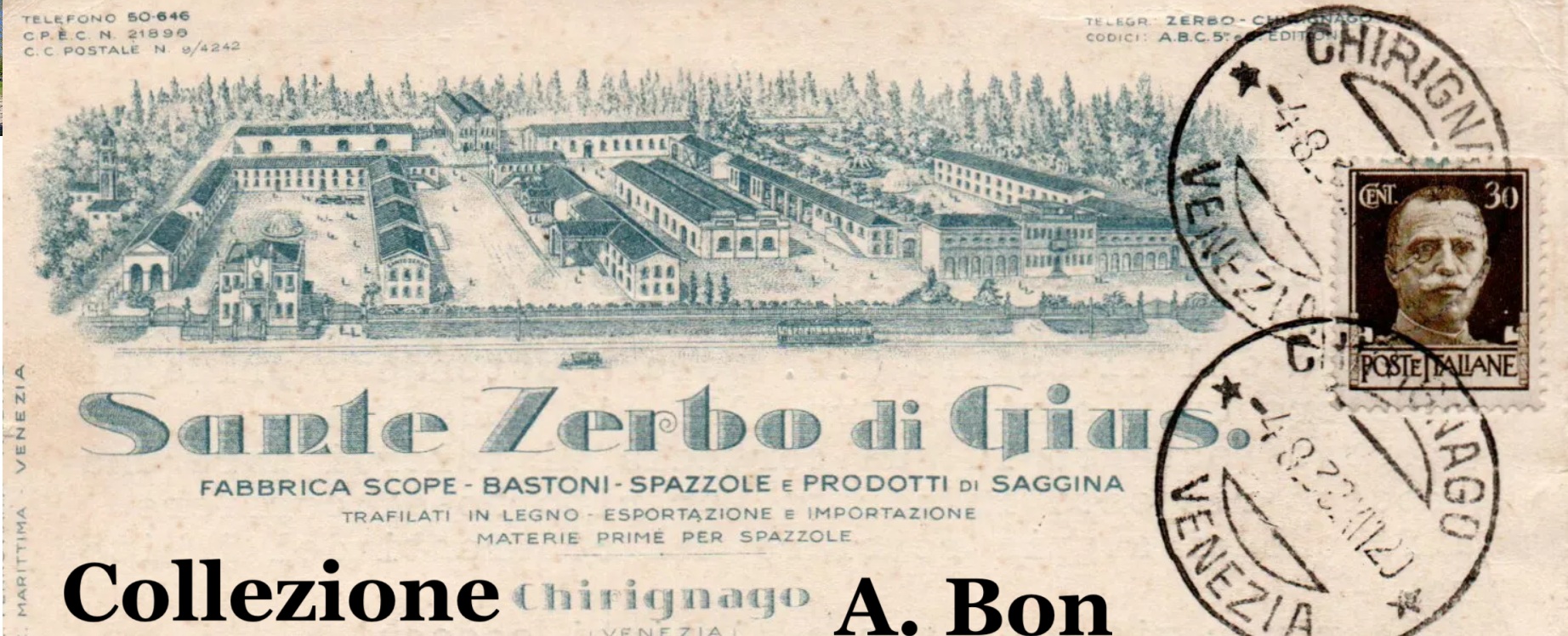 Cartolina Postale pubblicitaria 1938 della ditta dei fratelli Zerbo
