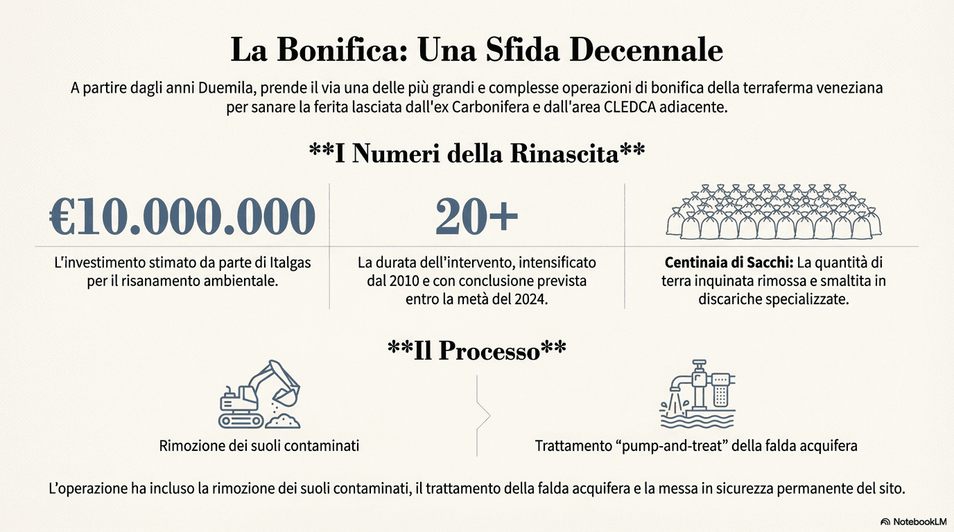 Una bonifica ancora in corso che riguarda 10.000 mq