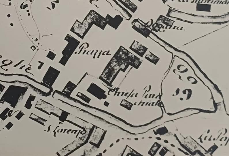 Savi ed Esecutori delle Acque Catastico (Particolare). Questa mappa del 1781 è di poco antecedente alla demolizione