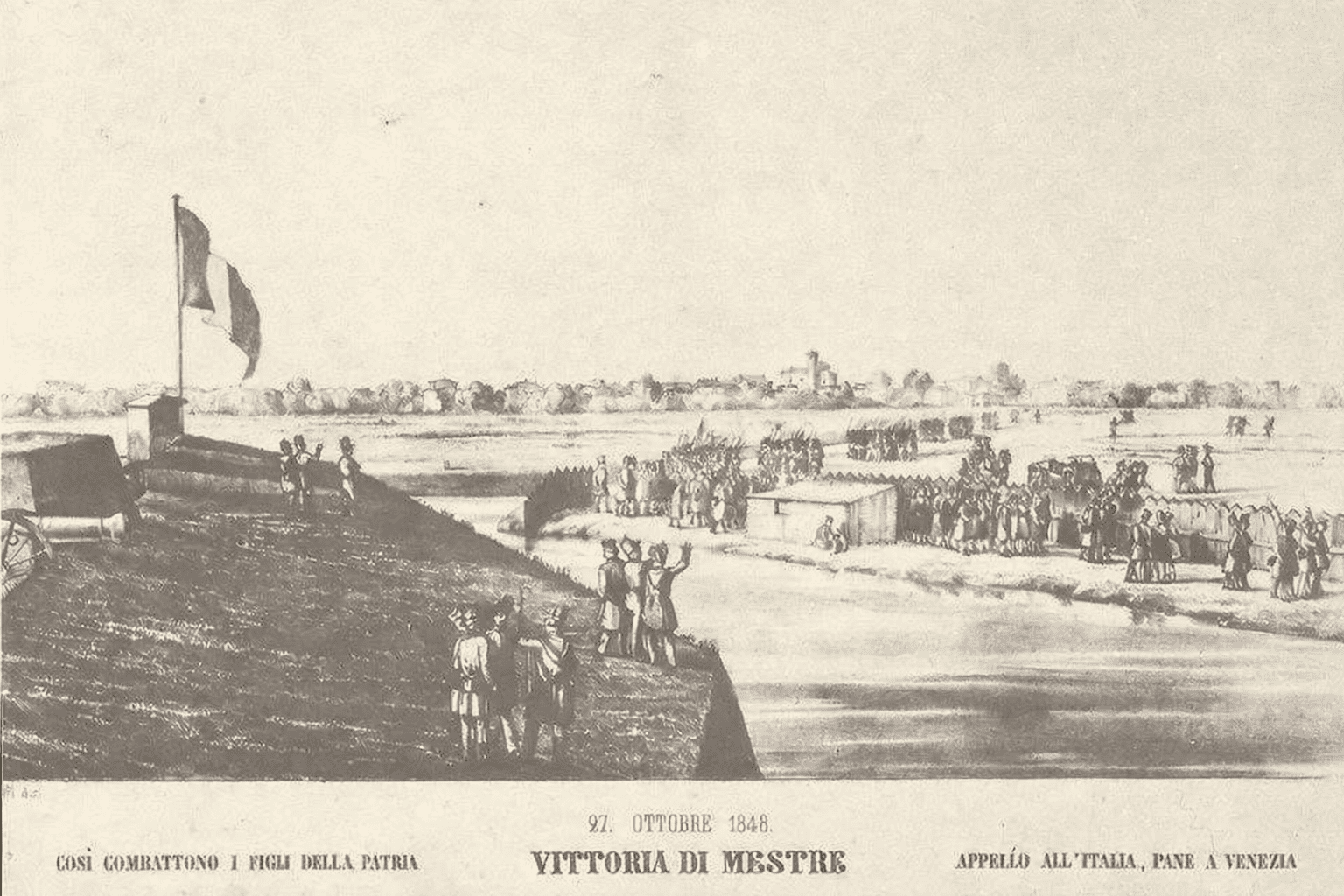 Immagine d'epoca sulla Battaglia di Forte Marghera