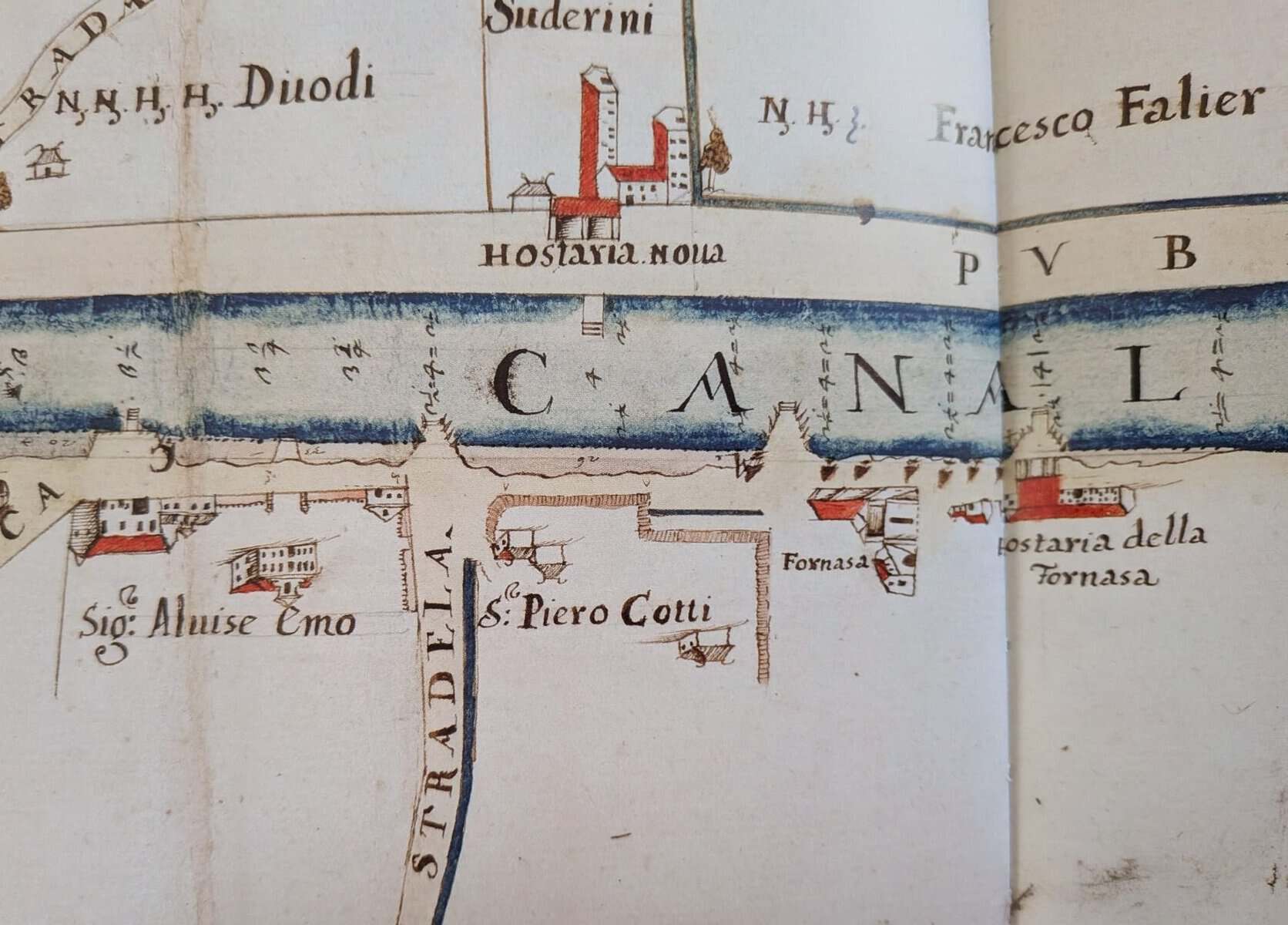 Antica Fornace e Ca' Emo. Particolare della mappa di Domenico Margutti. 29 Marzo 1691