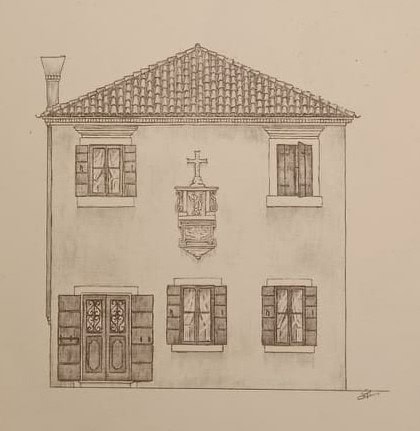 Rappresentazione della Scuola di San Nicolò con lo stemma dal libro di Luigi Brunello