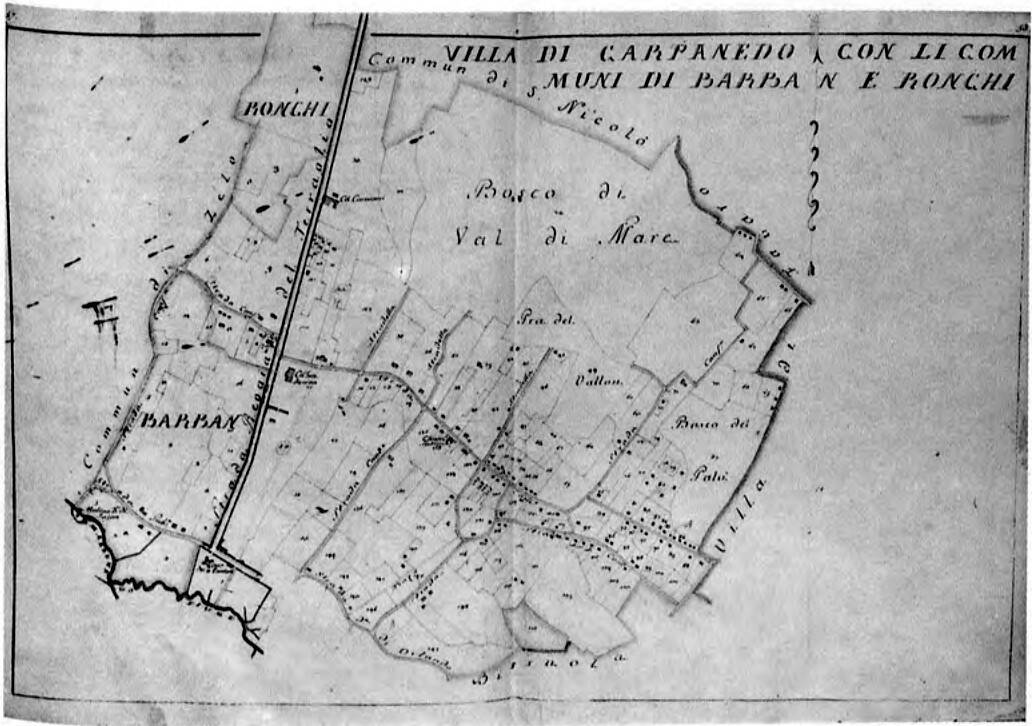 La villa di Carpenedo con i comuni di Barban e Ronchi nel 1781