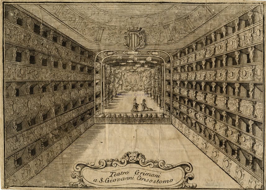 Vincenzo Coronelli, interno del teatro di San Giovanni Grisostomo a Venezia, 1709