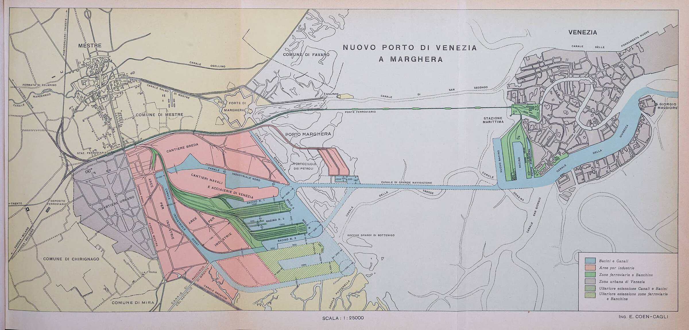Planimetria del nuovo porto di Venezia a Marghera, 1922